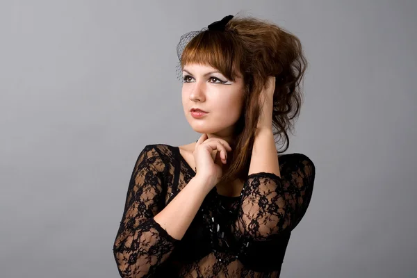 Detailní portrét sexy dívka gothic — Stock fotografie