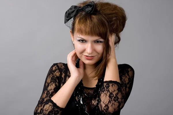 Closeup portrait of a sexy gothic girl — Stock Photo, Image