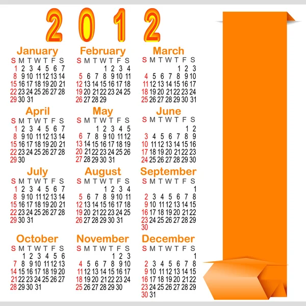 Классический календарь 2012 года . — стоковый вектор