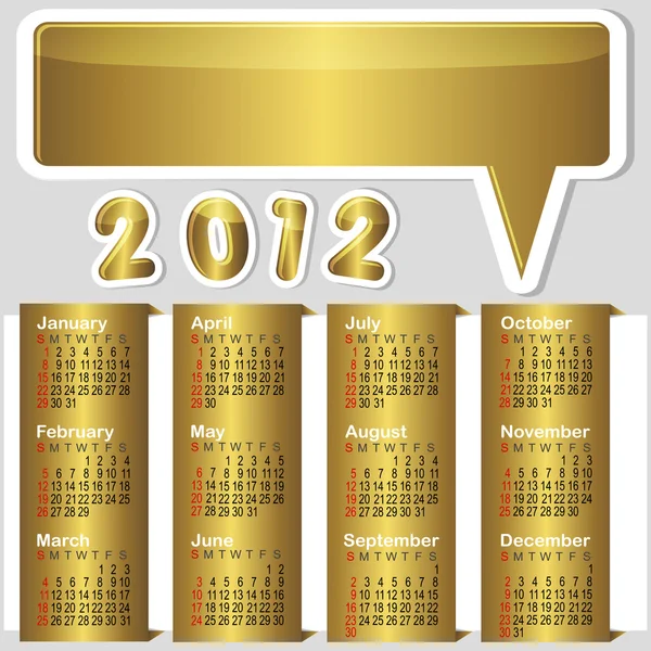 Calendário americano 2012 . —  Vetores de Stock