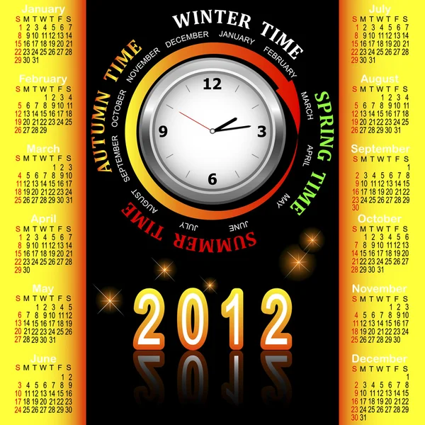 American calendar 2012. — Stock Vector