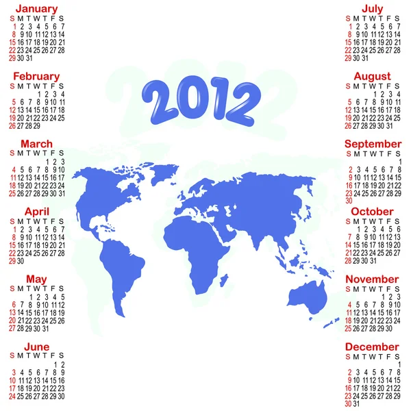 Календарь 2012 года . — стоковый вектор