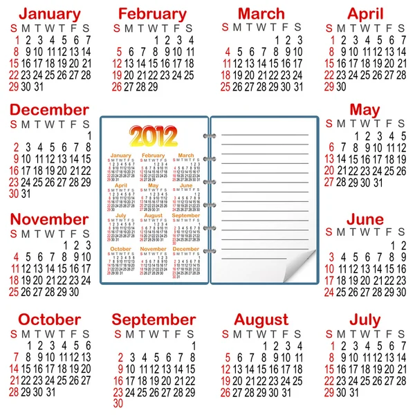 Kalender för 2012. — Stock vektor