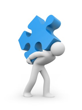 Person carry puzzle. Business concept clipart