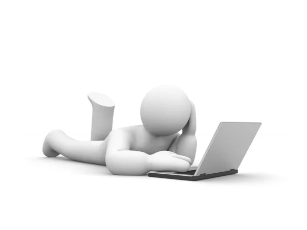 Pessoa trabalhar ou relaxar no laptop — Fotografia de Stock