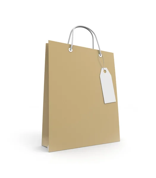 Bolso de compras de papel con etiqueta — Foto de Stock