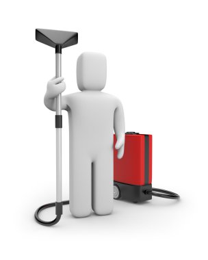 Worker with a vacuum cleaner clipart