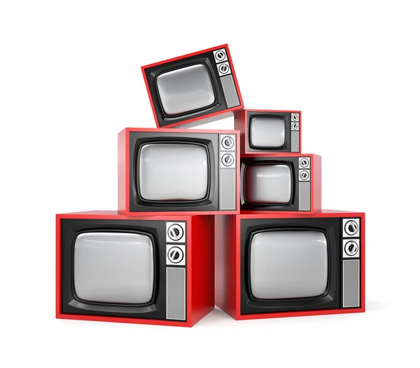 Haufen Retro-Fernseher — Stockfoto