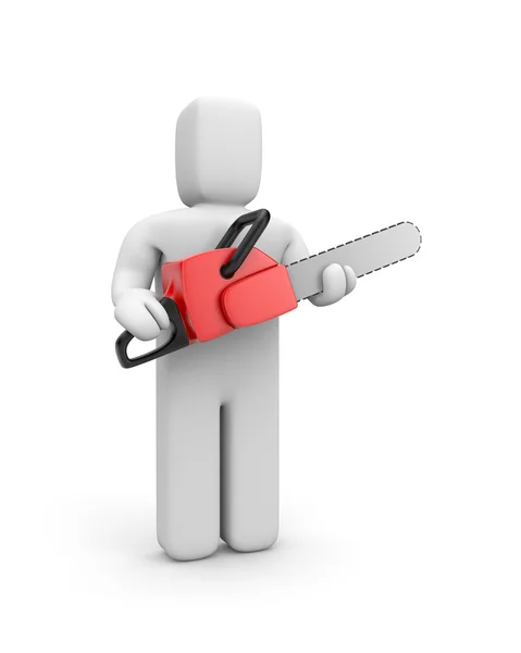 Person hold chainsaw — Stock Photo, Image