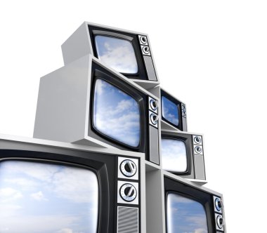 Heap of Retro TV with reflected sky clipart