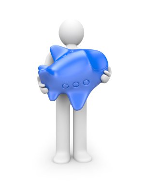 Person hold plane. clipart