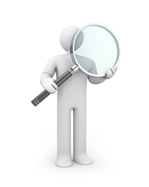 Character and magnify glass — Stock Photo, Image