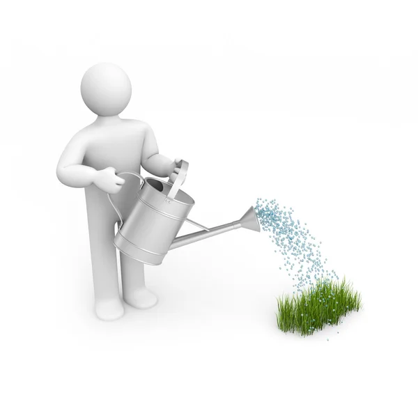 Person gießt Gras — Stockfoto