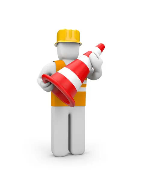 Repairman with traffic cone — Stock Photo, Image