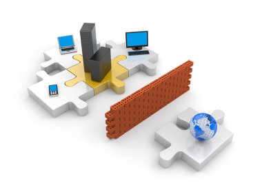 Firewall. Information security concept clipart
