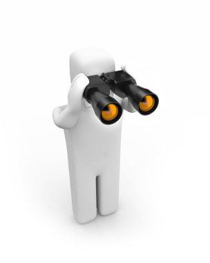 The person looks in binocular clipart