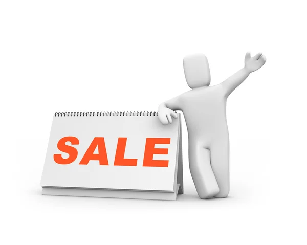 Time to sale. Person and calendar. Easy editable image — Stock Photo, Image