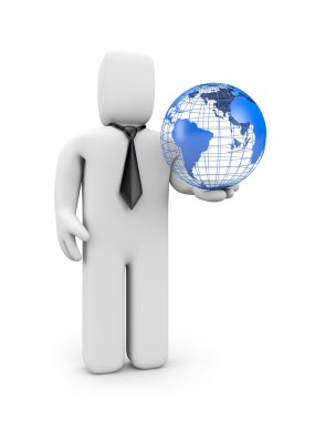 The businessman holds globe clipart