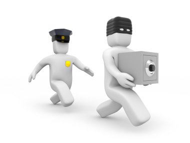 The policeman catches the thief clipart