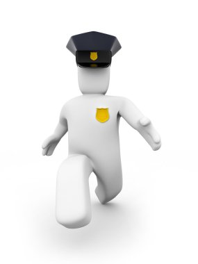 The policeman runs, possibly catches up with the criminal clipart