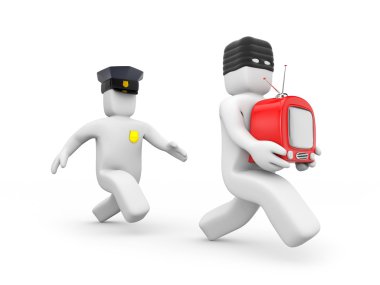 The policeman catches thief clipart