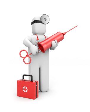 Doctor with syringe (retro style) clipart