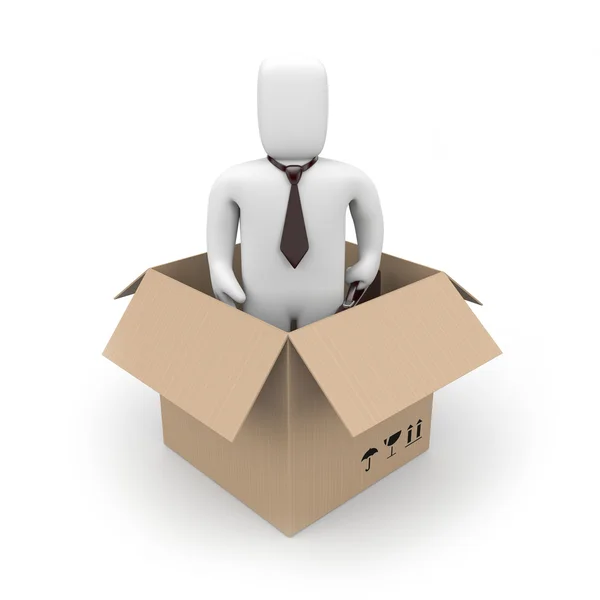 Surprise. Businessman in a box — Stock Photo, Image
