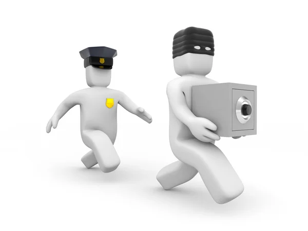 The policeman catches the thief — Stock Photo, Image