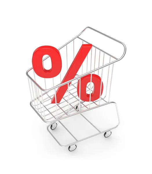 Shopping cart with percent sign — Stock Photo, Image