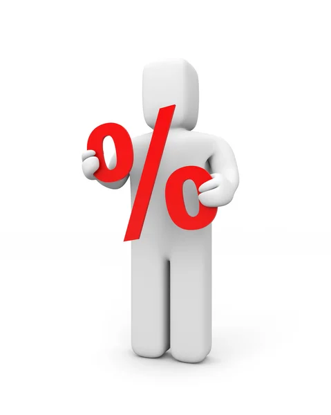 Person with percent sign — Stock Photo, Image