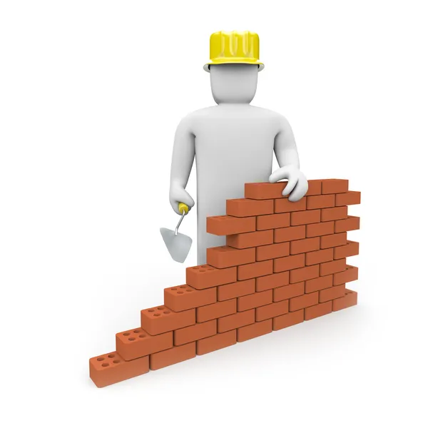 The builder builds a wall — Stock Photo, Image