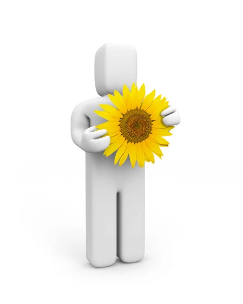 Person hold sunflower — Stock Photo, Image