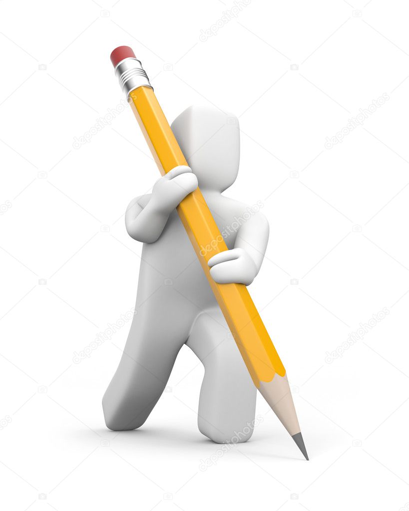 Person writes pencil
