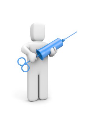 The person holds a syringe (retro style) clipart