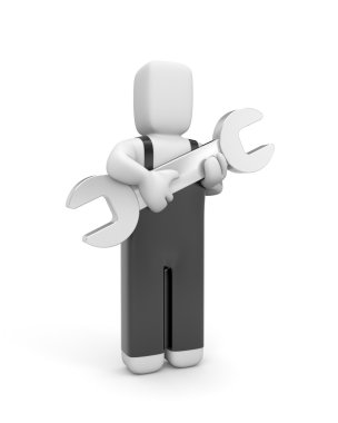 Person hold spanner clipart