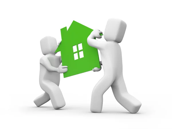 Person carrying house icon. Teamwork — Stock Photo, Image