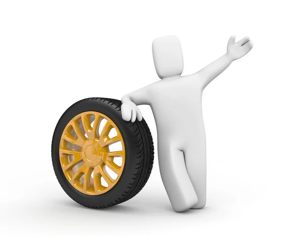 The excellent offer. The person sells wheels — Stock Photo, Image