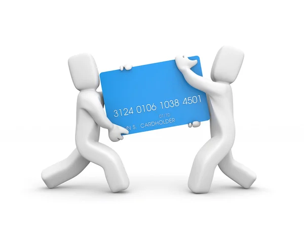 Prowadzenie karty kredytowej. koncepcja pracy zespołowej — Zdjęcie stockowe