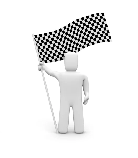 Person and checker flag — Stock Photo, Image