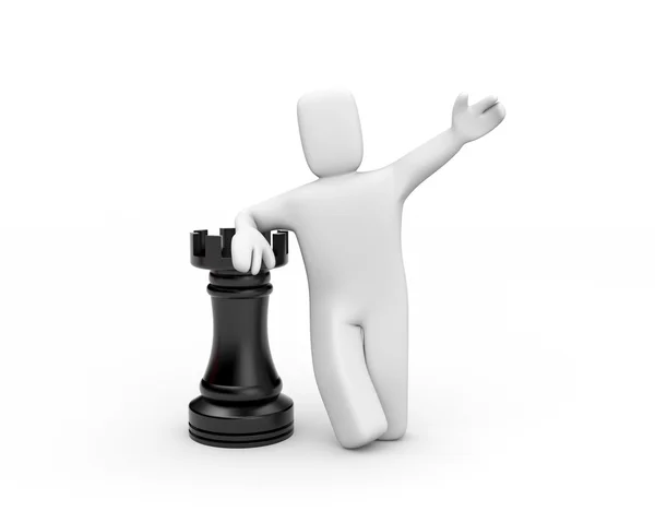 Чоловік і шахова фігура — стокове фото