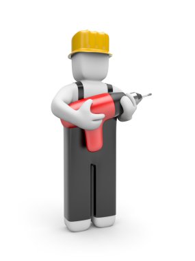 Worker hold a drill clipart