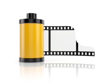 Film roll isolated on white with reflection clipart