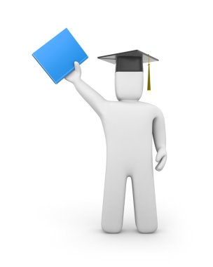 Person with graduation cap and book clipart