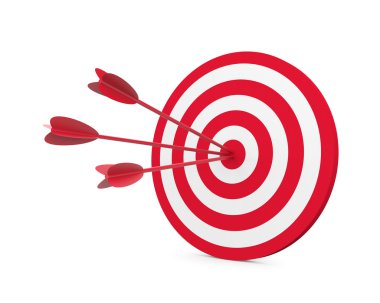 Red and White target with three arrow clipart