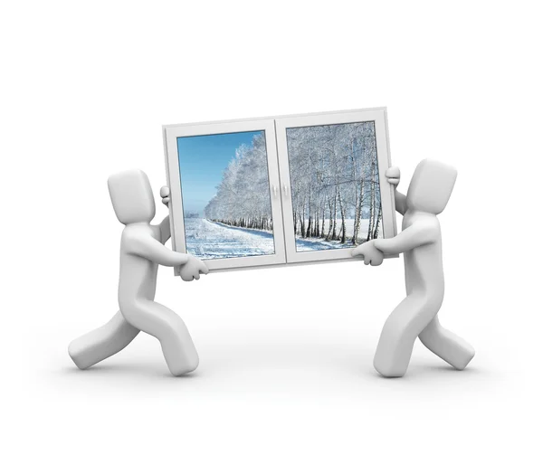 Kış için pencere — Stok fotoğraf