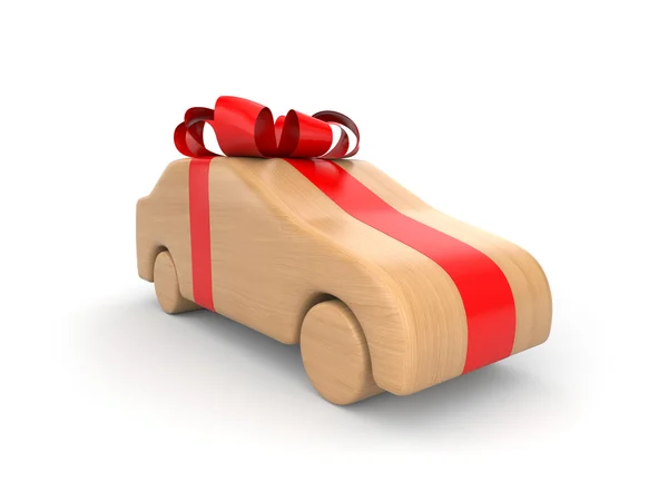 Bil i trä som gåva — Stockfoto