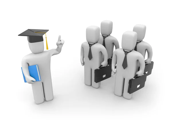 Business students and lecturer or academic — Stock Photo, Image