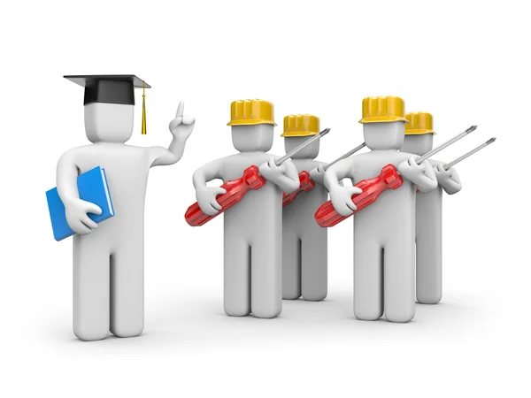 Workers and lecturer or academic — Stock Photo, Image