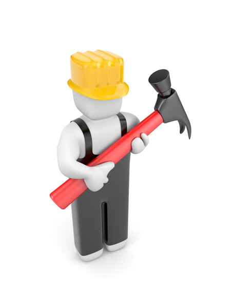 Worker hold a hammer