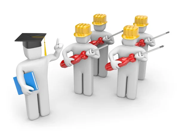 Workers and lecturer or academic — Stock Photo, Image